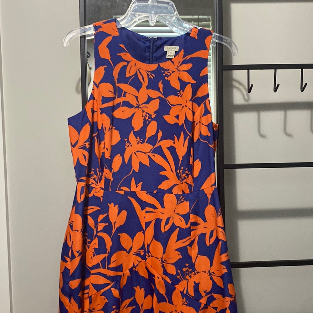 J Crew Dress in Orange and Navy Blue Size 6
